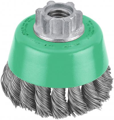 6-Inch  Heavy Duty Knot .02" Carbon Steel Wire Cup Brush, 5/8-11" M14x2.0 Arbor