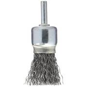 1" End Wire Brush, Crimped, .02", Carbon, 1/4" Round Shank
