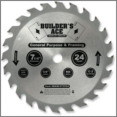 7 1/4 in. 24T General Purpose Saw Blade - Builder's Ace Series