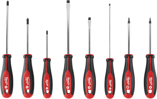 8 Piece screwdriver kit with square