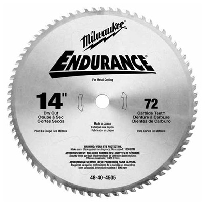 Circular Saw Blade 14 in. 72 Tooth Dry Cut Carbide Tipped 